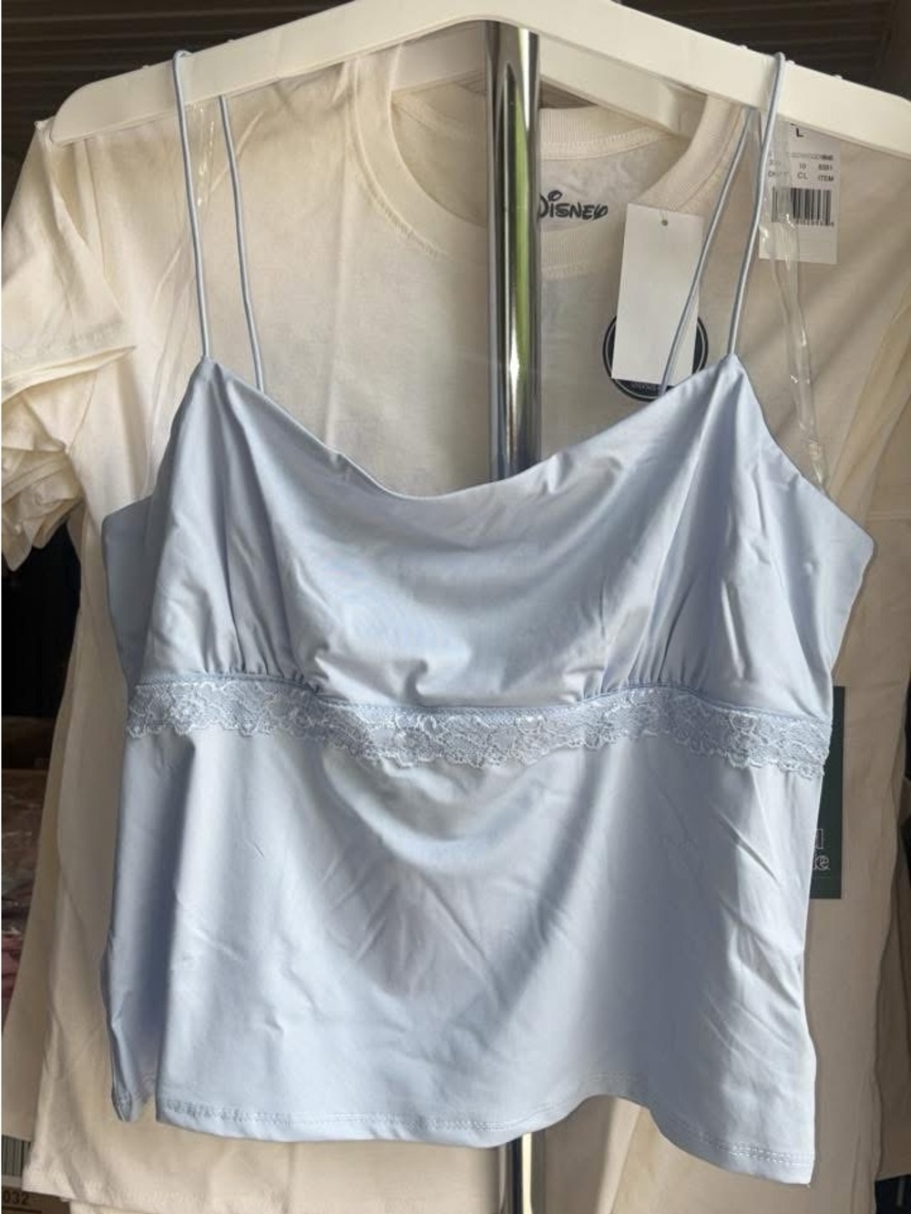 5/$10 wild fable Light Blue Satin Lace-Trim Cami Tank